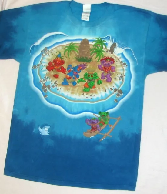 GRATEFUL DEAD-TIKI BEARS-ON THE BEACH-TIE DYE T-SHIRT sz L-RARE-VINTAGE-Vry Lmtd