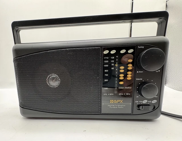 GPX AM/FM/TV WEATHER Portable Radio Model A350 Electric/Battery Powered ...