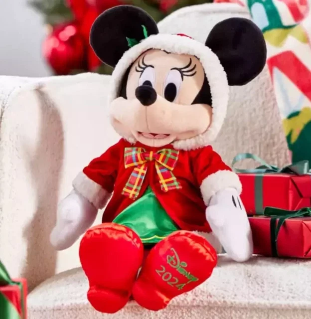 DISNEY STORE MINNIE Mouse 2024 Festive Christmas Medium Soft Plush ...