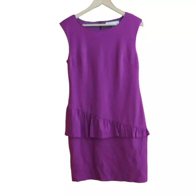 Trina Turk Women's Purple Ruffle Shift Dress Sleeveless Lined Drop Waist Size 4