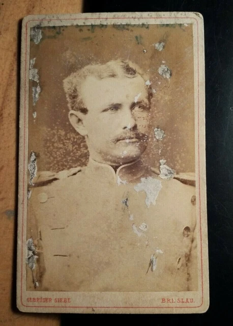 Soldat - Offizier in Uniform mit Epauletten - Ulan ?  CDV Gebrüder Siebe Breslau