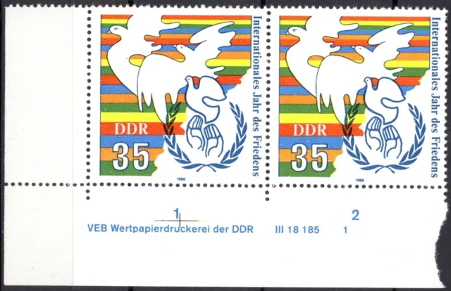 DDR 1986 Mi.Nr. 3036 ** postfrisch Eckrand mit DV Druckvermerk FN 1