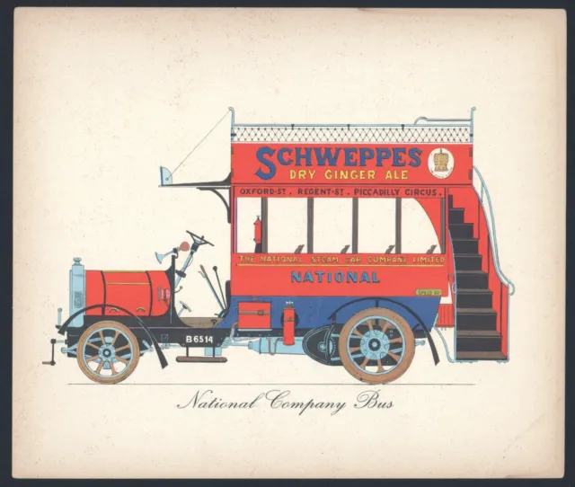 Schweppes Old Advertisement Vintage Poster, National General Bus 1920's