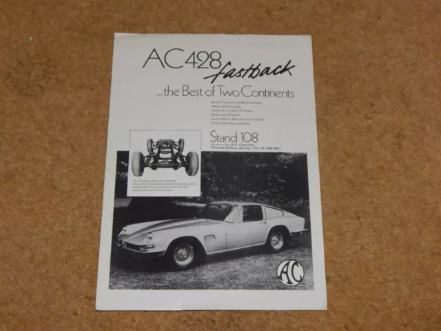 AC 428 7-litre V8 FASTBACK COUPE advert/leaflet brochure UK c.1970