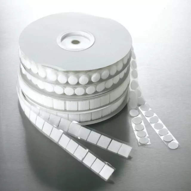 22mm WHITE HOOK AND LOOP SELF ADHESIVE STICK ON DISCS COINS DOTS SPOTS CIRCLES