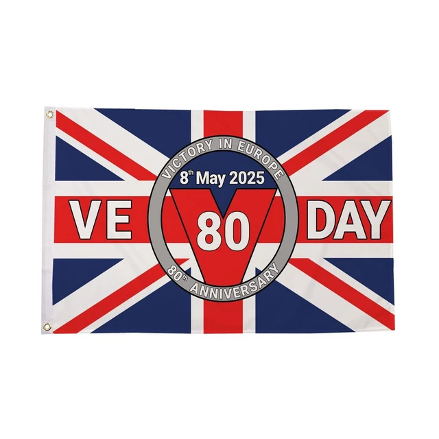 VE DAY 80TH Anniversary (B) Flag 2025 Rectangle Bunting 80 Years ...