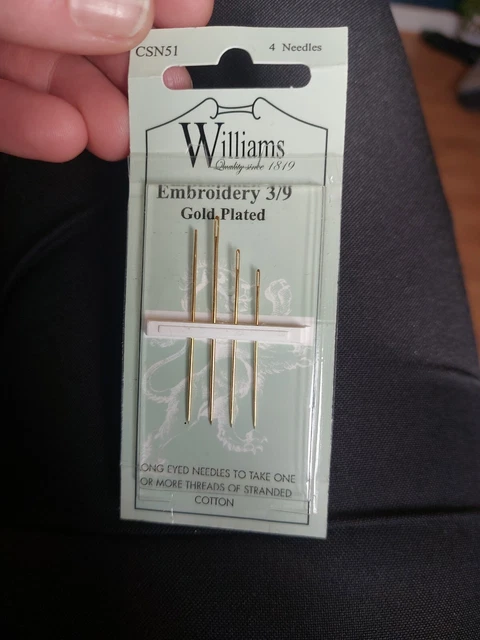 Agujas bordadas enchapadas en oro Williams 3/9