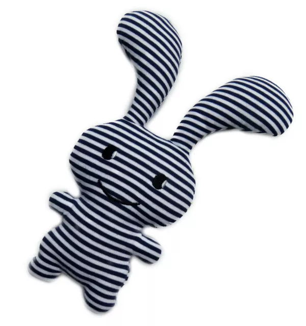 Trousselier Baby Kuscheltier Hase Rassel blau weiss Streifen Funny Bunny 24 cm 3