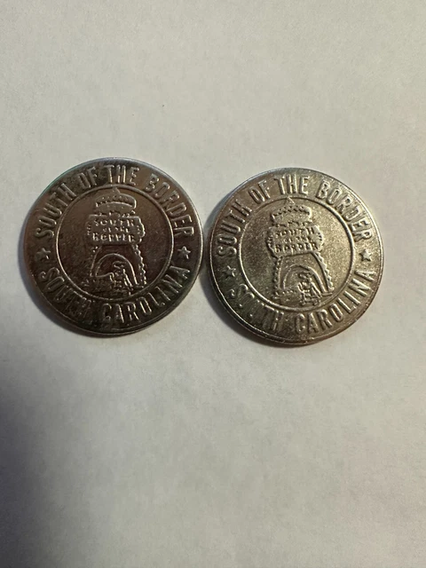 2 Good Luck Souvenir Tokens South of the Boarder South Carolina Coins