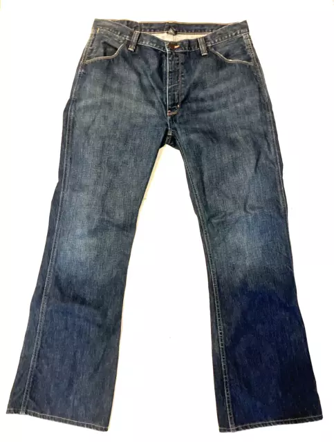 Polo Ralph Lauren Jeans Mens 35x32 Blue Vintage Denim Dungarees Leather Patch