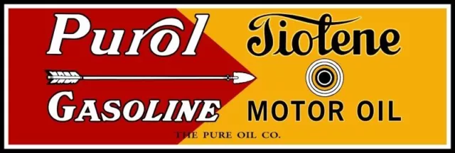 Pure Oil, Purol Gasoline, Tiolene Motor Oil NEW Metal Sign 6x18"  Free Shipping