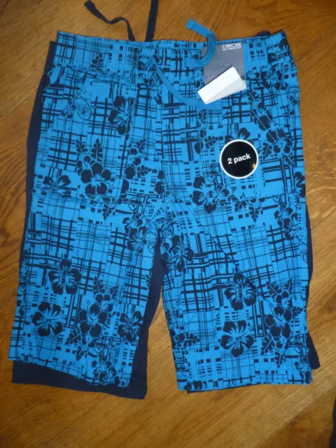 Cherokee Confezione Da 2 Pantaloncini Da Ragazzo Blu Navy Blu Brillante Stampa Hawaiin Tropicale Da 5 A 14