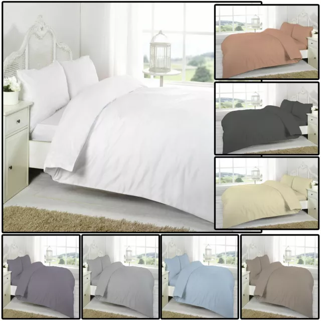 Flannelette Duvet Cover Set Quilt Thermal Bedding 100% Brushed Cotton Pillowcase