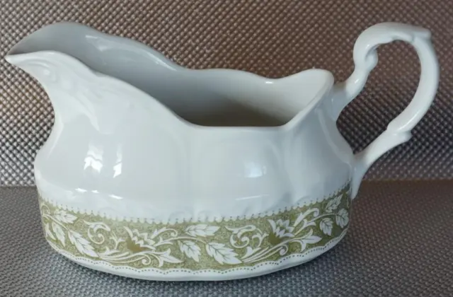 Vintage J G Meakin Gravy Boat Green Floral Colonial English Ironstone