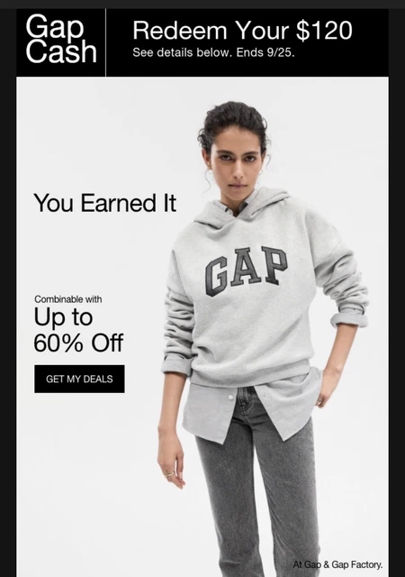 $120 Off Gap Cash Valid 09/20/2023 To 09/25/2023