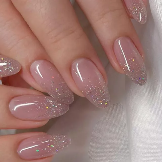 Manicure DIY Star River Press on Nails False Nails French Long Almond Glitter