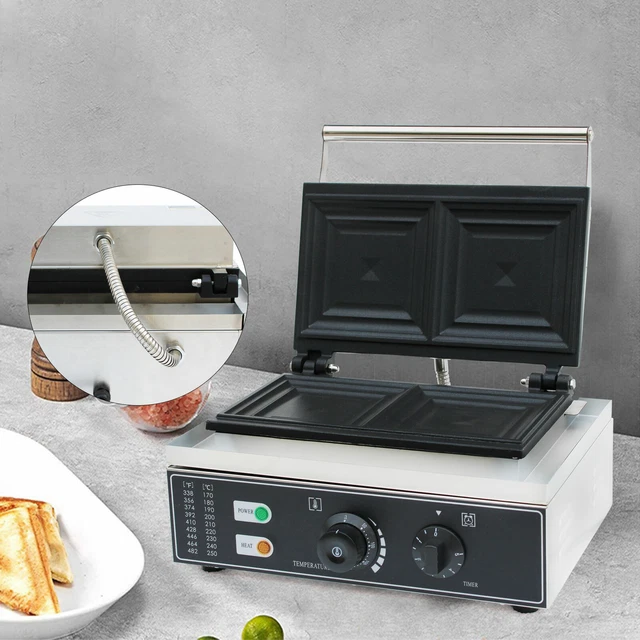 Commercial Panini Press Grill Stainless Steel Sandwich Maker Nonstick Toaster