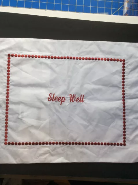 Pottery Barn Kids crisp white with red trim Monogrammed with SLEEP WELL pbt new