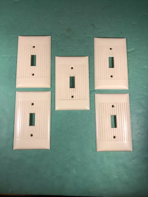 5 Lot | Vintage Bakelite Switch Covers | Ivory Color | Sierra Electric D-1 | USA