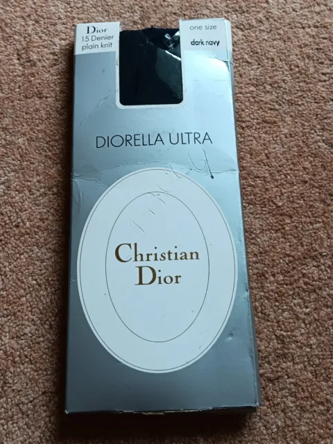 Vintage Christian Dior Diorella Ultra Tights Dark Navy 15 Denier One Size New