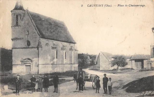 Cpa 60 Cauvigny / Place De Chateaurouge