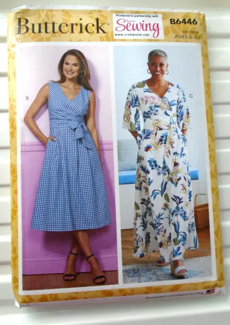 Unct Butterick Maxi Dress + Short Length Sleeve Option Pattern Multisize A5 6-14