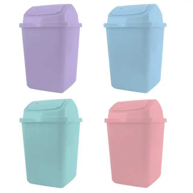 Pastel Plastic Swing Top Bin Rubbish Waste Dustbin Home Kitchen Office Bathroom