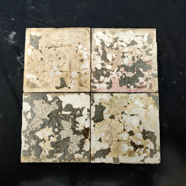 1940 Vintage Majolica Decorative Nouveau Architecture Furniture Tiles 4Pcs Japan 3