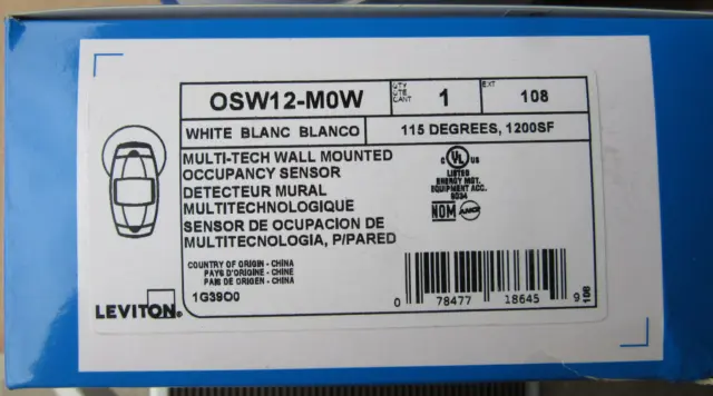 Leviton OSW12-M0W Multi-Tech Wall Mounted Occupancy Sensor White New!!!