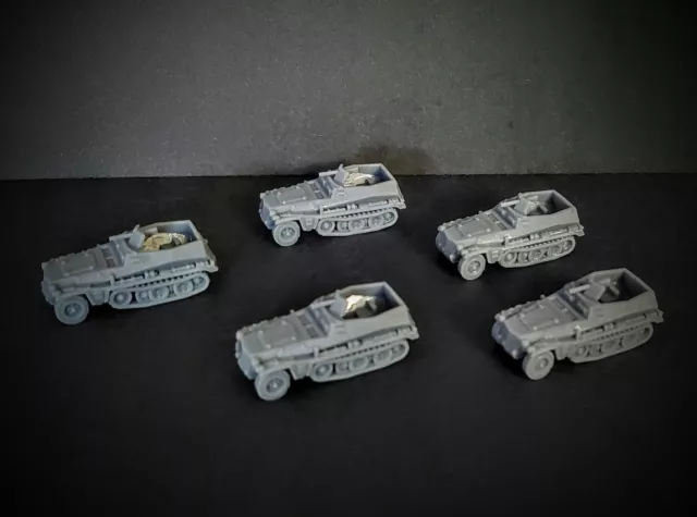 Flames of War German Sdkfz 250 half track Platoon lot X5 resin 1/100th FOW