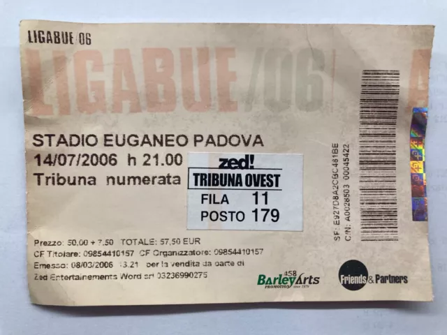 biglietto usato concerto LUCIANO LIGABUE - LIGABUE/06  anno 2006 COLLEZIONE