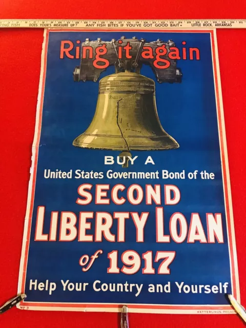 WWI Poster ("RING IT AGAIN, 1917, Second Liberty Loan") 20" x 30" Near Mint!