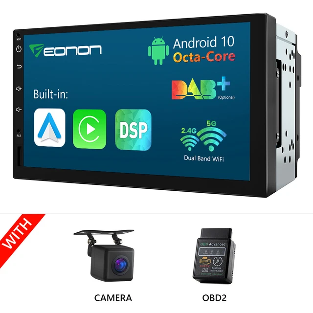 CAM+OBD+Double 2 DIN 7" Android 10 8-Core GPS Bluetooth Car Stereo Radio CarPlay