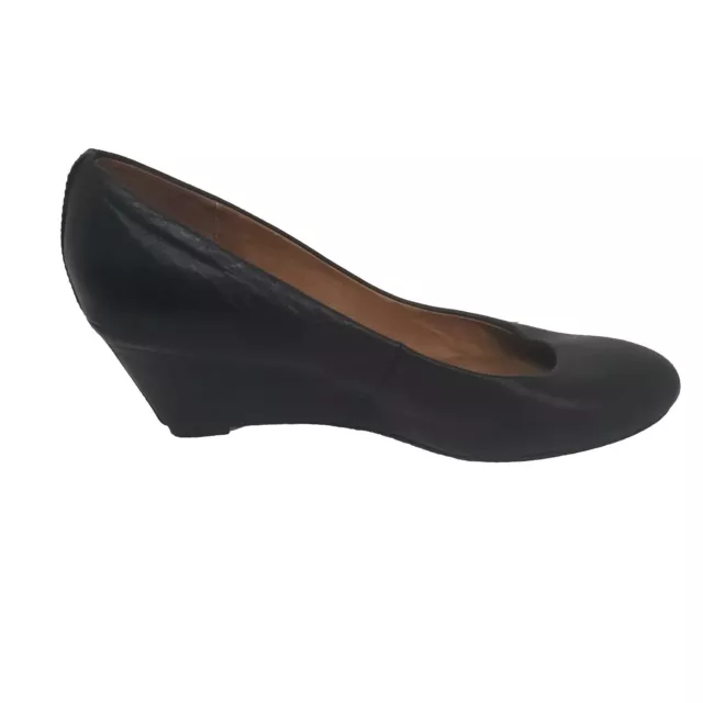 Aldo Womens Leather Wedge Shoes Heels Black Almond Toe  Slip On Size 9M