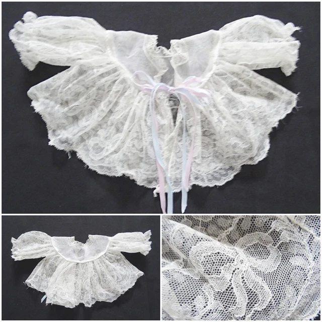 Antique Fashion Dolls Jacket Victorian Ivory Chantilly Lace Ribbons Bow Design