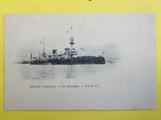 cpa Military Ship NAVY WAR FRENCH NAVY The BATTLESHIP 'BRENNUS' FA & Cie