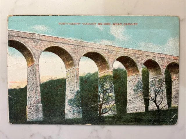 Porthkerry Viaduct Bridge, Barry Vintage Postcard.