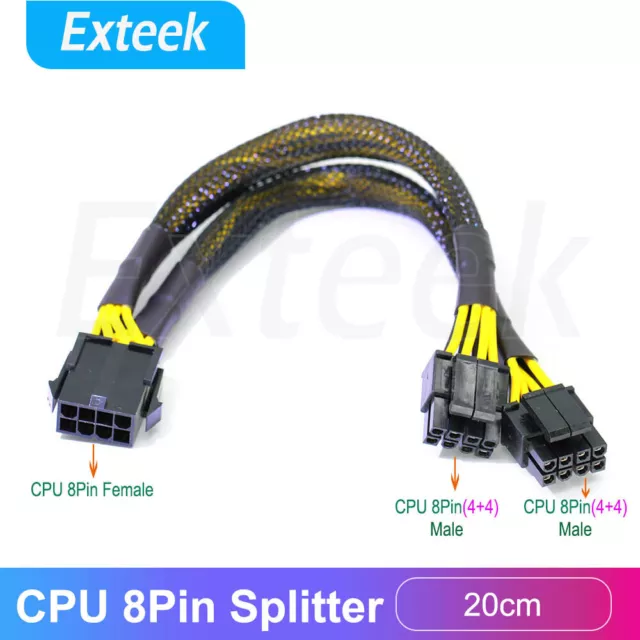 8Pin ATX 12v CPU EPS Power Extension Splitter Cable Adapter Motherboard copper