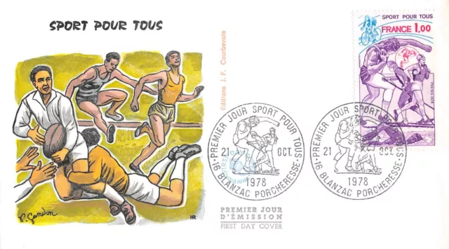 Enveloppe FDC FRANCE SPORT POUR TOUS 1978 BLANZAC PORCHERESSE n21