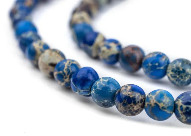 Blue Sea Sediment Jasper Beads 6mm Round Gemstone 15 Inch Strand
