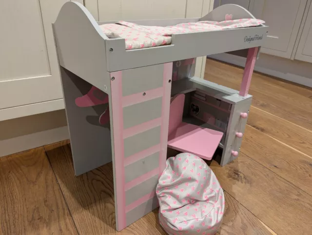 DESIGNAFRIEND WOODEN BED Bedroom set for large dolls such as Our Generation etc 14.99 PicClick UK