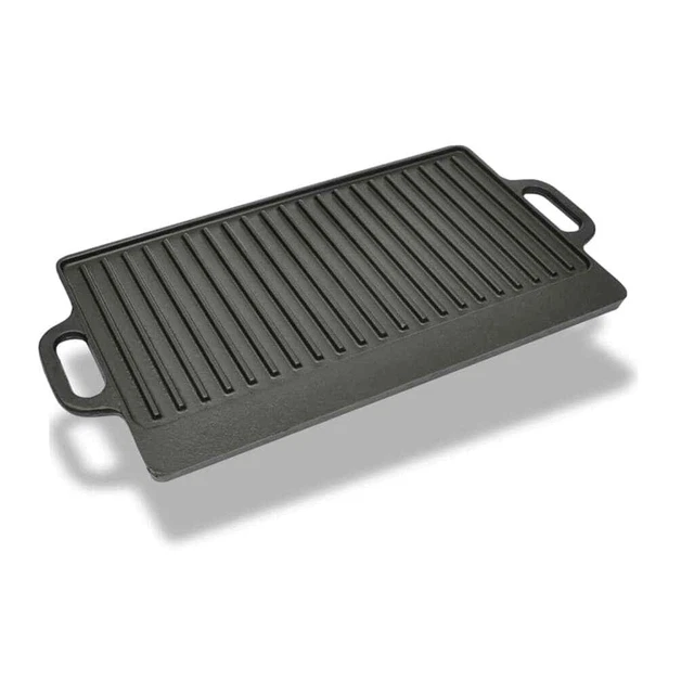 Grillplatte Wendeplatte Gussplatte Wende-Grillplatte Gusseisen 50x23cm vidaXL
