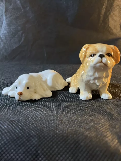 Pair Of Dogs RARE SYLVAC 3165 Pekinese Puppy And Unbranded Cocker Spaniel