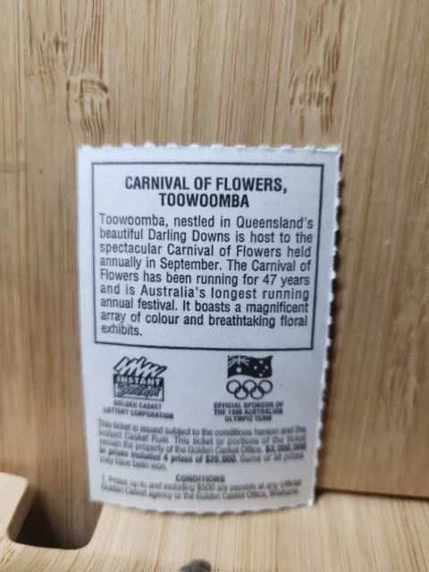 Golden Casket Lottery Ticket Stub Collectible Card🏆CARNIVAL  FLOWERS TOOWOOMBA 2