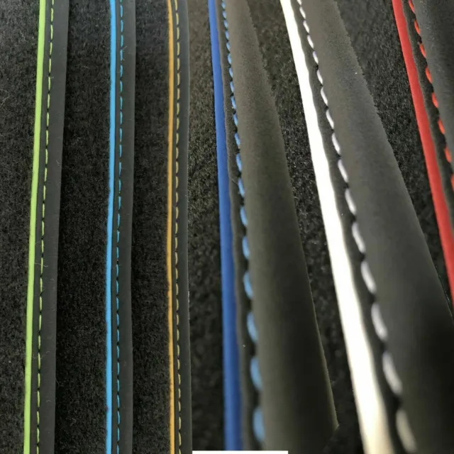 Fußmatten für Fiat Grande Punto Velours schwarz Nubukband und farbigem Unterband