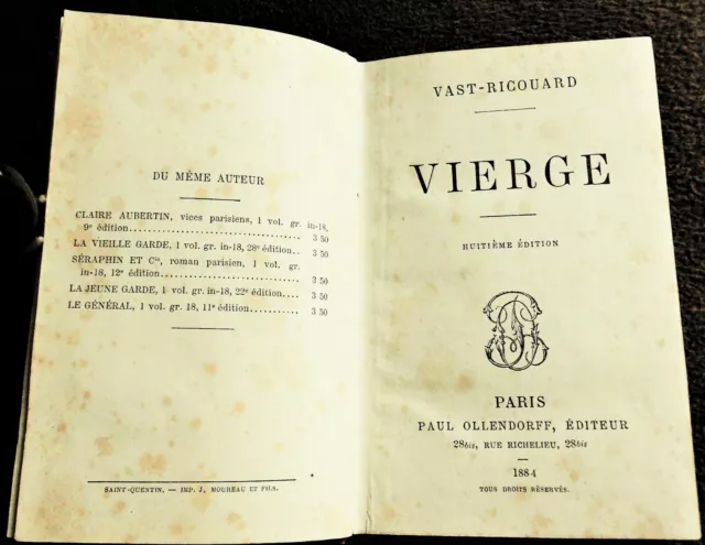 1884 en français: Vierge, Vast-Ricouard, Paris Paul Ollendorf 2