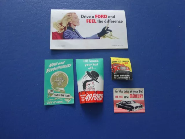 4 Vintage 1949  Ford, Mercury Stickers, Edmondson Sweeney Mini Brochure