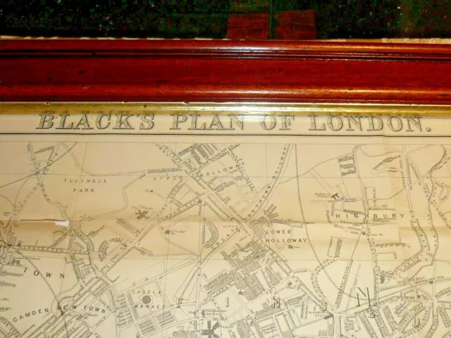 Antique Large oak framed glazed 1886 map plan of London & its Environs.
