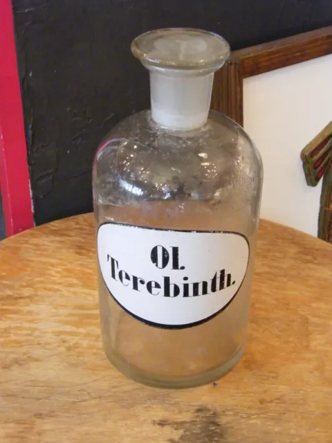 Flasche Apotheke Gläser Apothekerschrank Antik Ol. Terebinth
