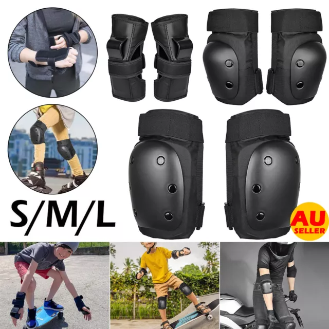 6Pcs Adult/Kid Wrist Elbow Knee Pads Skate Bike Skateboard Protective Gear S/M/L